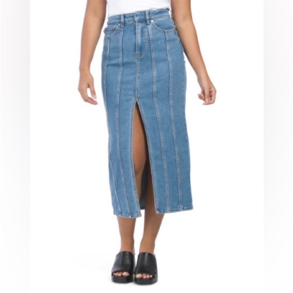 House of Harlow 1960 Blue Denim Midi Skirt